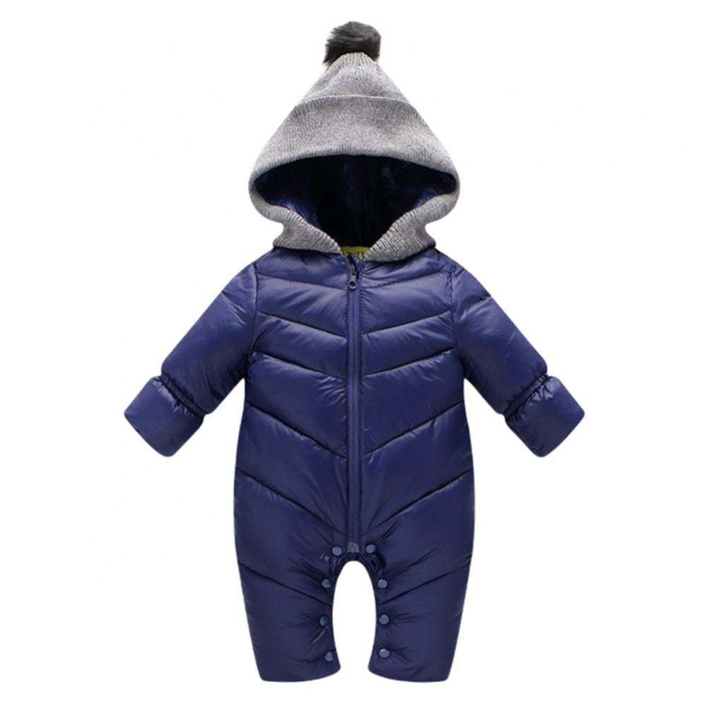 Esho Baby Girls Boys Winter Hooded Snowsuits Romper Bodysuits Infants Warm Down Coats Snow Clothes 0-18M