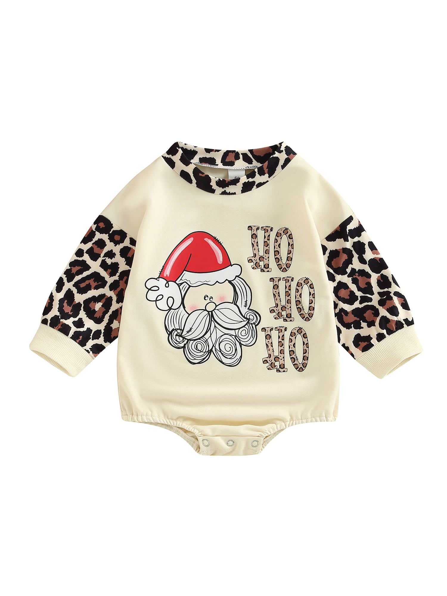 Qiylii Baby Girl Boys Christmas Romper, Long Sleeve Round Neck Letters Santa / Hat Print Loose Short Jumpsuit,0-18M